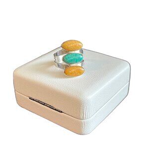 Jay King Sterling Silver Turquoise & Jasper Statement Ring Size 10